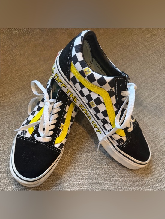 Vans Shoes - Vans old Skool X Checkerboard Low Top Sneakers with Yellow Stripe